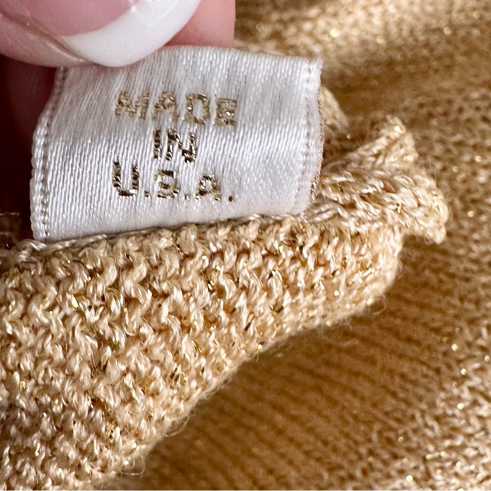 St. John Basic Gold Metallic Ribbed Fitted Sleeve… - image 7
